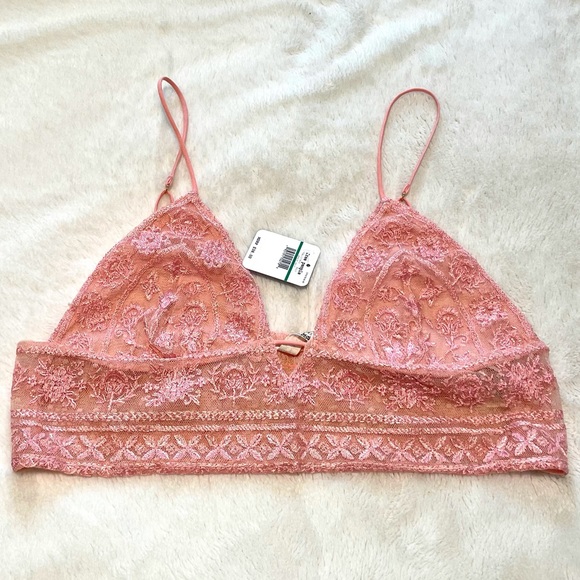 New FREE PEOPLE Elsie Embroidered Plunge Bralette - Picture 10 of 15